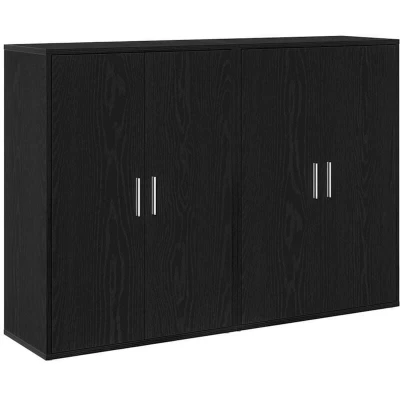 Image of vidaXL Sideboards 2 pcs Black Oak 60x31x84 cm Engineered Wood