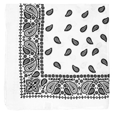 Image of Large Paisley Bandana Bikers Head SCARF in 3 Colours Soft Lightweight 25&quot; x (White)