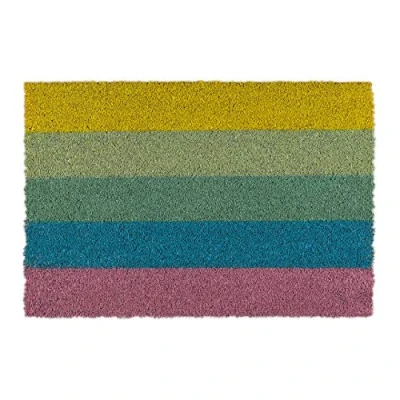 Image of Relaxdays Rainbow Doormat Coir Rubber, 40 x 60 cm, Door Mat Inside &amp; Outside, Multicoloured, 80% coconut 20% plastic