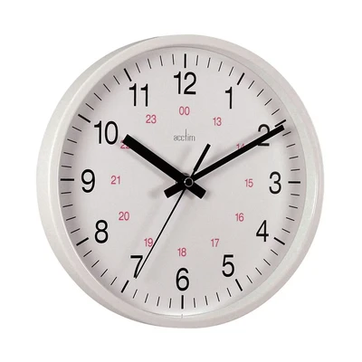 Image of Acctim Metro 14&quot; Wall Clock Quartz 12/24 Hour Dial Easy Read Numbers White 35cm