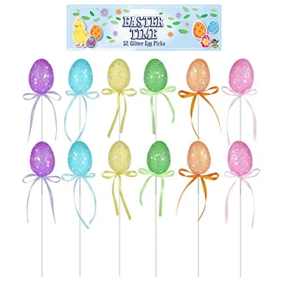 Image of Easter Decorated Eggs, Great for Egg Hunts, Arts and Crafts 12 Pack Picks