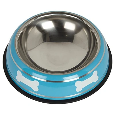 Image of Bunty Stainless Steel Metal Non Slip Dog Puppy Pet Animal Feeding Food Water Bowl Dish Large Blue