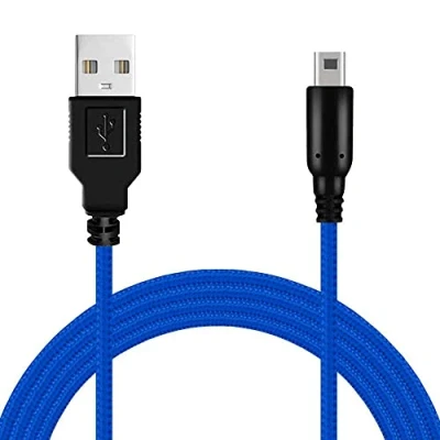 Image of OcioDual USB Data and Charging Cable 1,5m Braided Blue Compatible with Ninten DSi,DSi XL,2DS,New 2DS XL,3DS,3DS XL,New 3DS,New 3DS XL Reinforced Design Anti Scratch Tangle Charger Power Lead