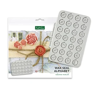 Image of Katy Sue Wax Seal Alphabet Silicone Mould for Crafts and Cake Decorating Makes Letters a to Z, &#039;&amp;&#039; Heart Shape
