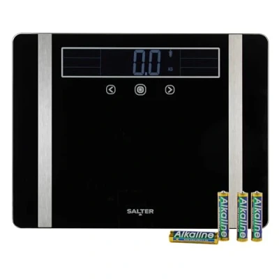 Image of Salter SA00576ARFEU12 Extra Wide Analyser Scale Digital Bathroom Scales for Body Weight/Fat/Water, BMI/BMR, Muscle/Bone Mass, 10 User Memory, Instant Readings, 250KG Capacity, 15 Year Guarantee