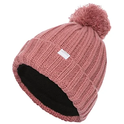 Image of Trespass Womens Pom Hat Knitted Beanie Winter Alisha Dusty Rose