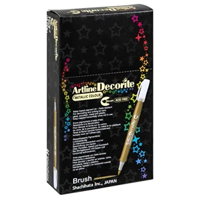 Image of Artline &#039;Decorite&#039; Metallic Red Brush Marker Pen for Card, Glass, Metal and Plastic
