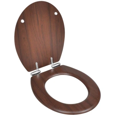 Image of vidaXL WC Toilet Seat MDF Soft Close Lid Simple Design Brown