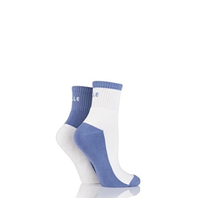 Image of 2 Pair Peace Blue Sports Cushioned Ankle Socks Ladies 4 8 Elle