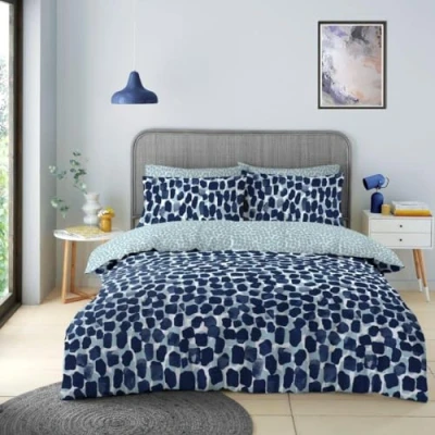 Image of GC GAVENO CAVAILIA Kingsize Water Paint Bedding Set, Reversible Stones Pattern Quilt Cover Bedset With Matching Pillowcases, Polycotton Bed Multi