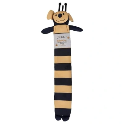 Image of Extra Long Hot Water Bottle Super Soft Novelty Plush Cover Natural Rubber 2L Capacity 72cm Perfect for Pain Relief on Aches or Injuries (Bumblebee)