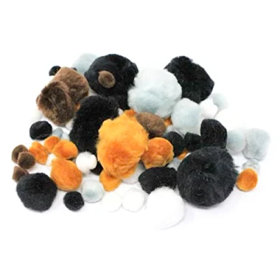 Image of Bright Ideas Colour Pompoms. Assorted Colours and Sizes, 7mm to 38mm. Pack of 100 Acrylic Pompoms for Kids Crafts, Arts &amp; Crafts DIY Creative Decorations. BI8024.