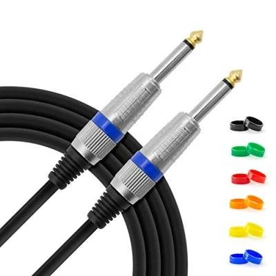 Image of TIGER GTC4 03 3 Metre 10 Foot 6.35mm 1/4 Inch Jack to Guitar Instrument Cable with Interchangeable Coloured Loops