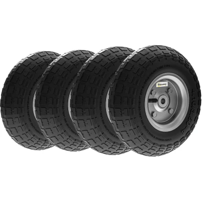 Image of Outsunny Set of 4 Pneumatic Wheels, 10&quot; Wheelbarrow Wheels Replacement for Barn Carts, Hose Garden Sack Trucks, Black