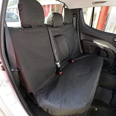 Image of UK Custom Covers SC152B EM Tailored Heavy Duty Waterproof Rear Seat Black INCLUDES EMBROIDERY To Fit Mitsubishi L200 2006 2015