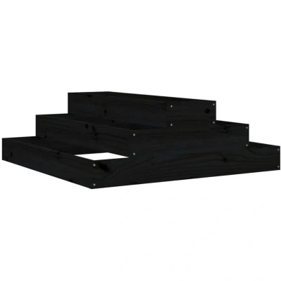 Image of vidaXL Planter Black 80x80x27 cm Solid Wood Pine