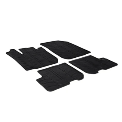 Image of Rubber car mats set compatible with Dacia Sandero 2012 2020 &amp; Logan 2013 ( T profile 4 pieces + mounting clips)