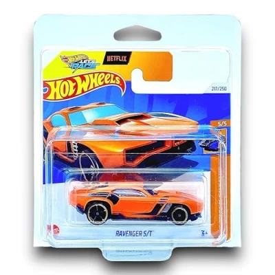Image of Hot Wheels Ravenger S/T (Orange &amp; Black Let&#039;s Race) 5/5 HW Track Champs 2024 217/250 (Short Card) includes a KLAS Car Keeper Protector Case HRY81