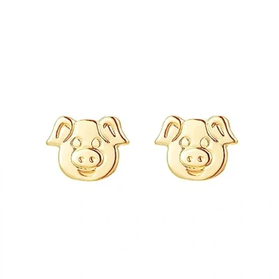 Image of 9ct gold little piggy pig stud earrings. Gift box