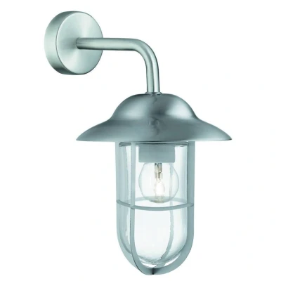 Image of Searchlight Toronto outdoor wall light, IP44, silver, steel, glass, E27