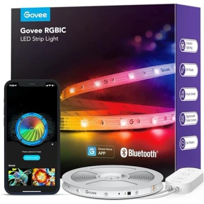Image of Govee RGBIC LED Strip Light 5M, Smart Lights for Bedroom, Bluetooth APP Control, DIY Multiple Colors on One Line, Music Sync