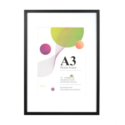 Image of Scholar Tree A3 Frame 1 Pack Black Frame, Picture Frames 29.7 x 42 cm, Wooden Photo with A4 Mount, Wall Hanging