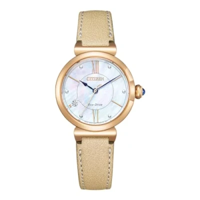 Image of Citizen Women&#039;s Analogue Eco Drive Watch with Leather Strap EM1073 18D