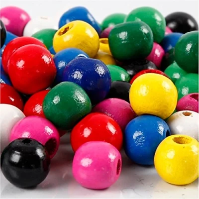 Image of Wooden beads mix, D: 10 mm, asstd colours, 20g, approx. 70
