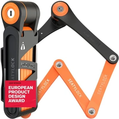 Image of FoldyLock Compact Folding Bike Lock Award Winning Patented High Security Cut Proof Bicycle Heavy Duty Anti Theft Smart Secure Guard with Key and Case for Bikes or Scooters 33.5&quot;