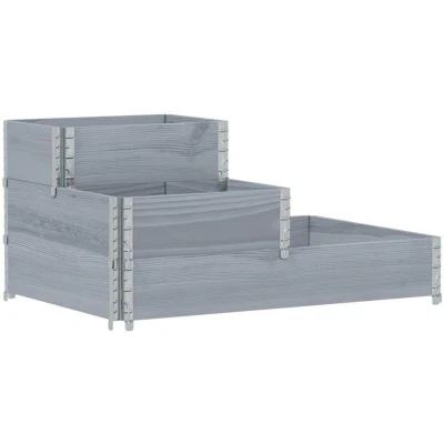 Image of 3 Tier Raised Bed Grey 120x80 cm Solid Wood Pine Vidaxl