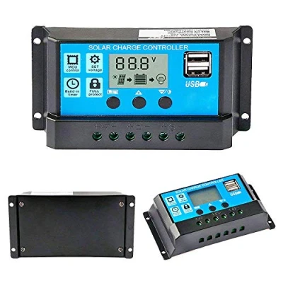 Image of Y&amp;H 10A 12V/24V Intelligent Solar Charge Controller Regulator USB Port 5V Light Timer Control LCD Display