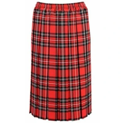 Image of Magritta Ladies Tartan Skirt 27 Inch Length Box Pleated Elasticated Waist UK Size 10 26 (20, Red)