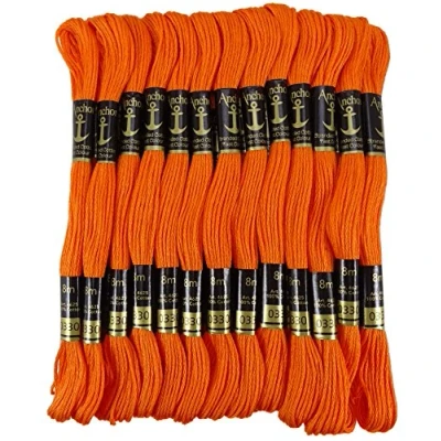 Image of 25 x Anchor Stranded Cotton Cross Stitch Hand Embroidery Thread Floss Skeins Orange