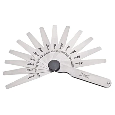 Image of Starrett 173MAT Thickness Gage Set With Tapered Leaves, 0.03 0.50 mm Thickness, 77 Length, 13 Leaves
