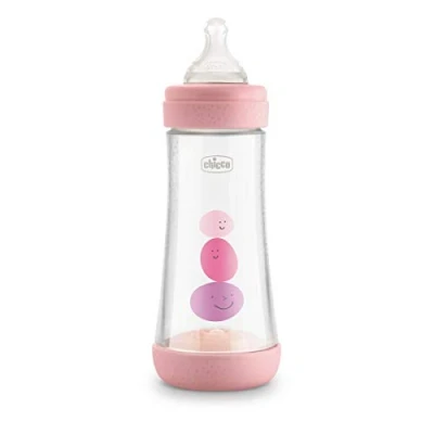 Image of Chicco Perfect 5 Anti Colic Silicone Fast Flow Baby Bottles 4 Months Bio Functional with Intuiflow System Pink 300ml