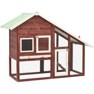 Image of vidaXL Rabbit Hutch Mocha and White 140x63x120 cm Solid Firwood