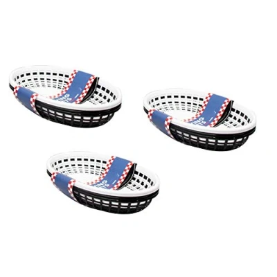Image of Invero 12 Pack of Oval Food Serving Baskets Ideal for Chips, Fries, Burgers, Sandwiches, Outdoor Picnics, BBQ&#039;s, Summer Parties and more
