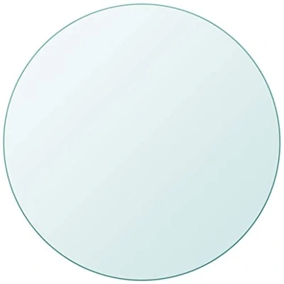 Image of vidaXL Round Tempered Glass Table Top 600mm, 8mm Thick Transparent Tabletop Protector for Coffee/Dining/Garden Tables