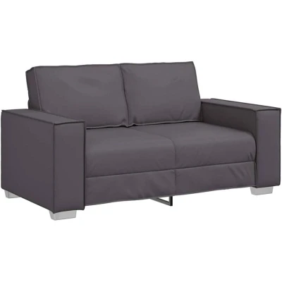 Image of vidaXL grey loveseat sofa artificial leather couch for office/indoor room 160x78x84 cm, seating 2