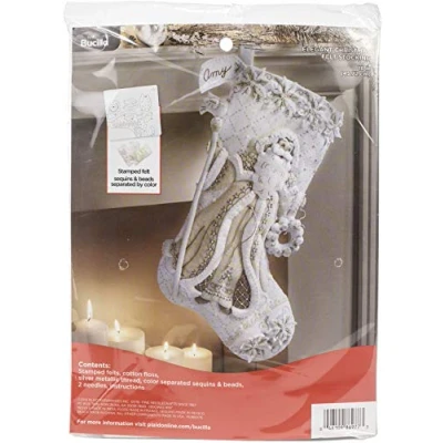 Image of Bucilla Felt Stocking KIT Elegant, Cotton, White, One Size