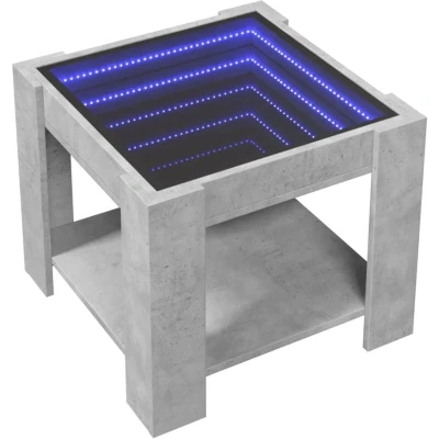 Image of vidaXL Coffee Table with LED Concrete Grey 53x53x45 cm Engineered Wood