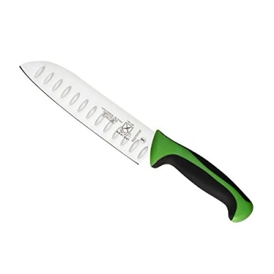 Image of Mercer Culinary Millennnia, Stainless Steel, Green, 7&quot; Santoku Knife (Granton Edge)