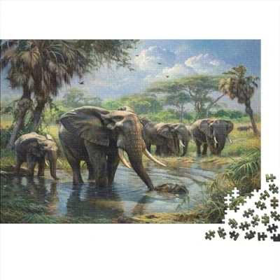 Image of Elephant 1000 Piece Jigsaw Puzzles for Adults Pieces Puzzle 1000pcs (75x50cm)