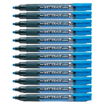 Image of Pentel Wet Erase Chalk Marker Medium Tip Blue (Pack of 12)