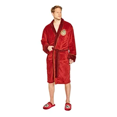 Image of Groovy Harry Potter Platform 9 &amp; 3/4 Hogwarts Express Bathrobe, Fleece, Red, Men&#039;s