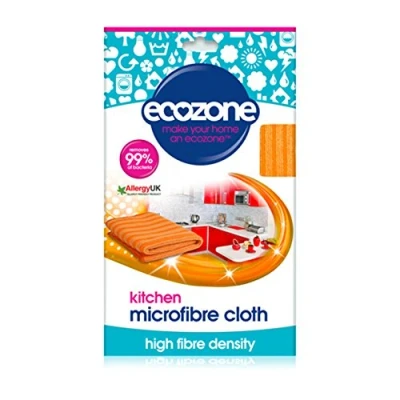 Image of Ecozone Microfibre Kitchen Cleaning Cloth, Removes 99.9% of Bacteria, Cooking Residue &amp; Dust, High Fibre Density Re Usable Surface Wipe, Vegan Friendly Machine Washable Orange (32 x 32cm)