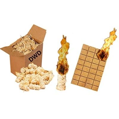 Image of DWD® Natural Firelighters for Open Fires, Stoves, Campfires Chimeneas &amp; Barbecues Stoves Odourless Easy to Light Starter Pack of Twizlers Fibre Cube Lighters Eco Friendly Wood Wool Organic