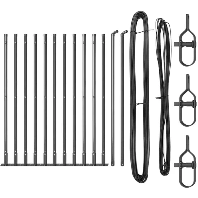 Image of vidaXL Fence Posts with Base Plates 13 pcs Ø32mm 50cm Galvanised Steel