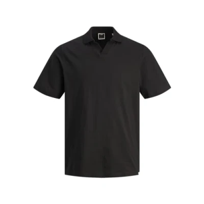 Image of JACK &amp; JONES Men&#039;s Jcocollective Label Polo Ss Shirt, Black, XL