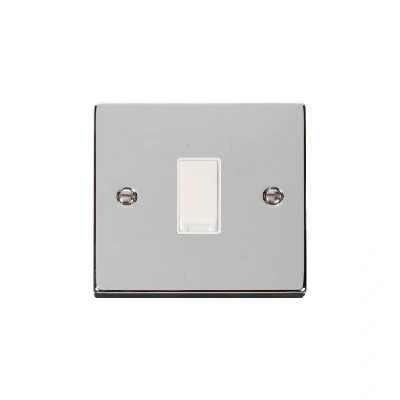 Image of Click Deco 1 Gang 2 Way 10AX Switch Polished Chrome White Inserts